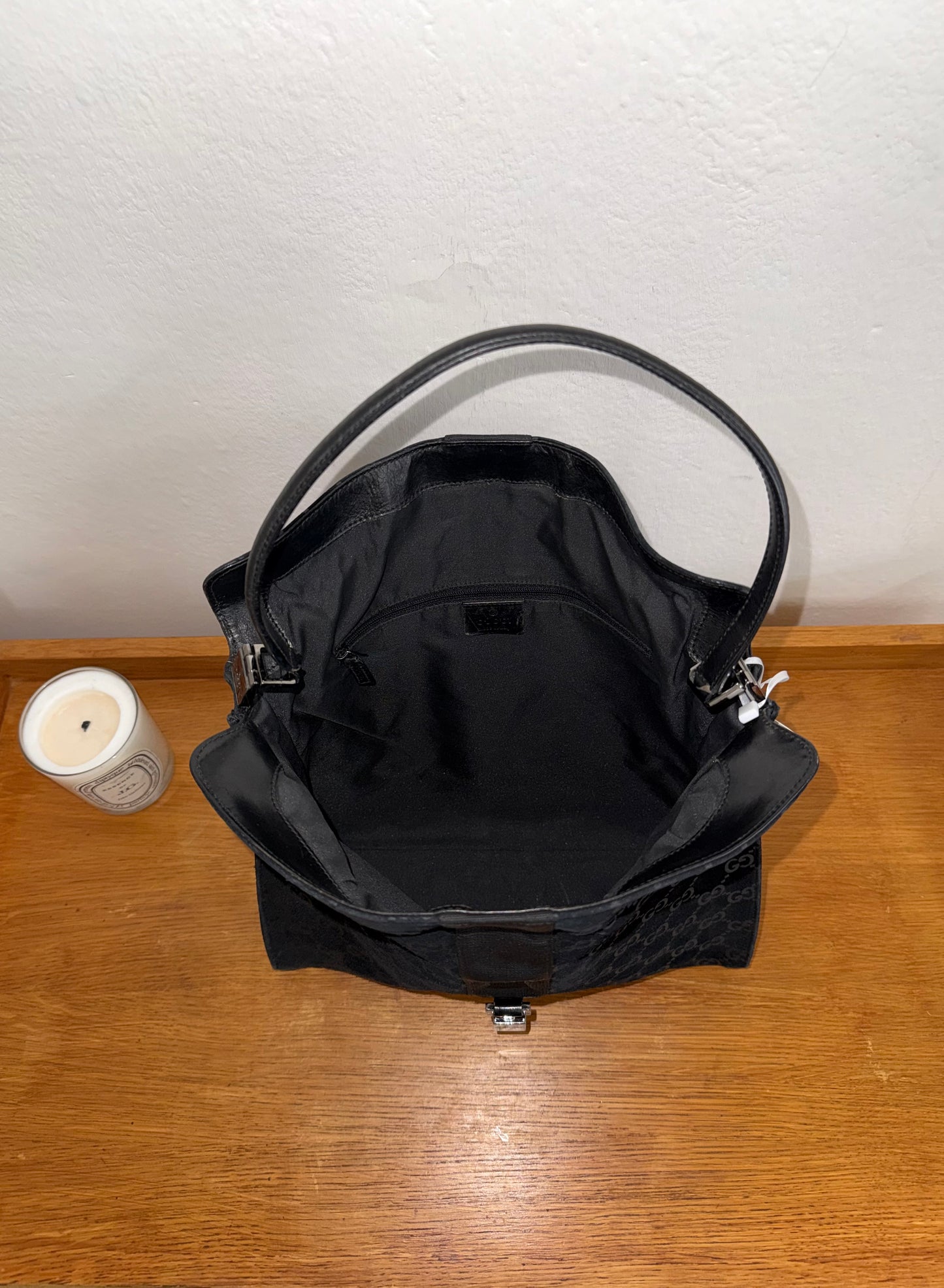 GUCCI JACKIE GG MONOGRAM SUEDE SHOULDER BAG BLACK TOM FORD