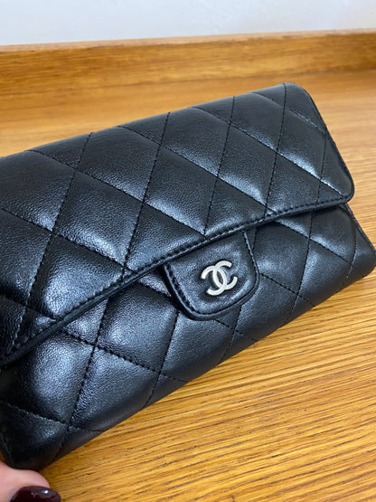 CHANEL CLASSIC WALLET BLACK LAMBSKIN SERIES 14