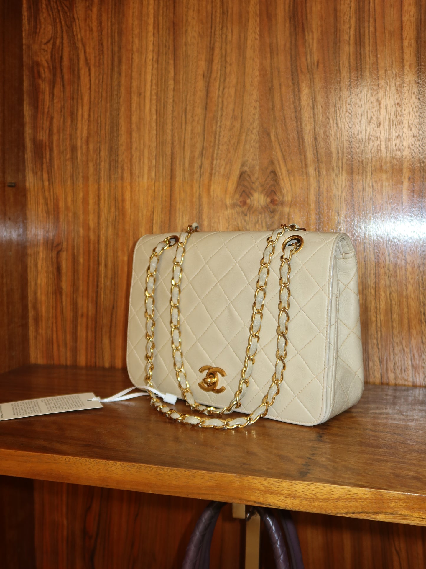 CHANEL FULL FLAP TWIST LOCK 24k GOLD BEIGE