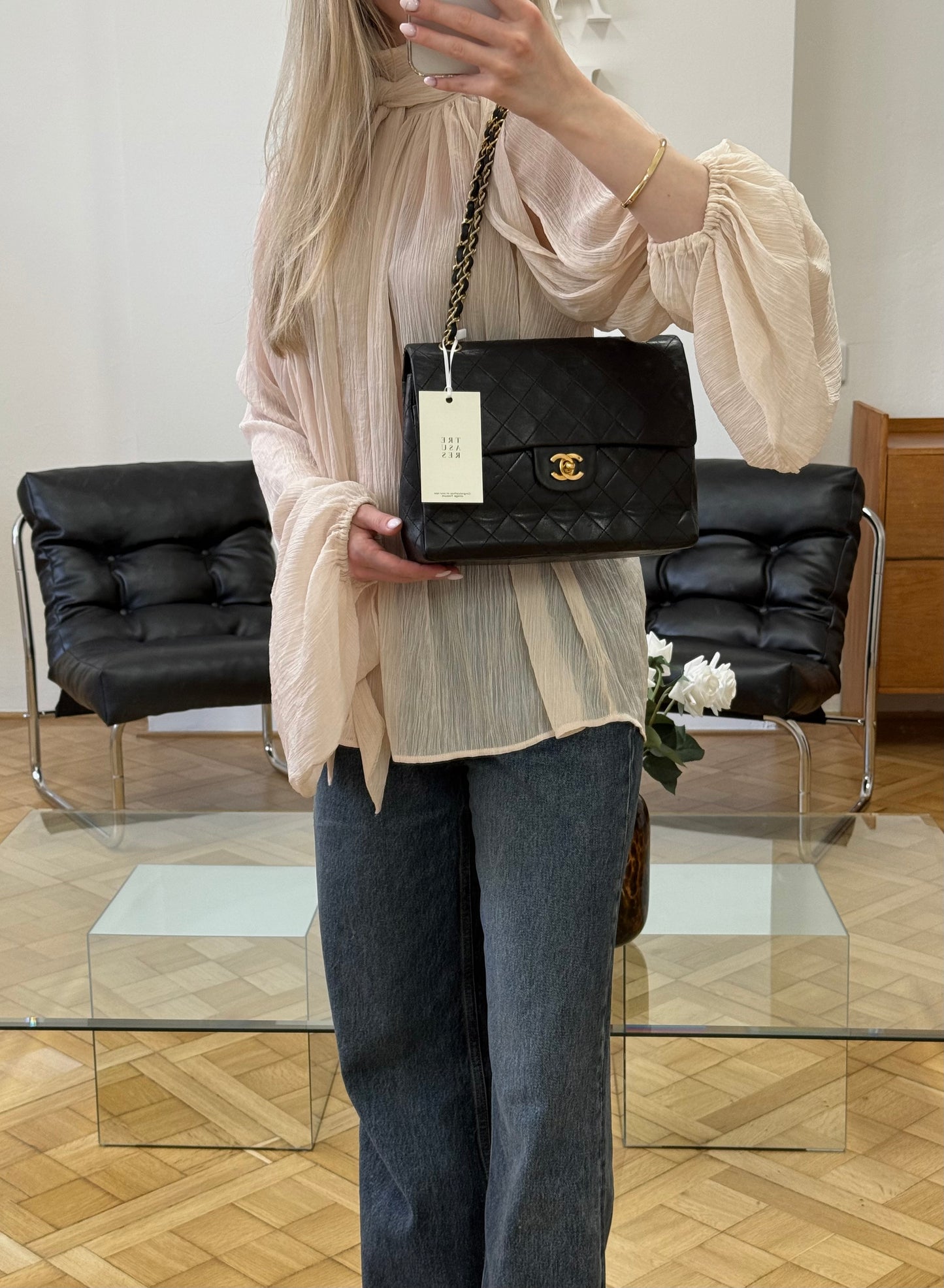 CHANEL DOUBLE FLAP BAG MEDIUM TALL 24K GOLD