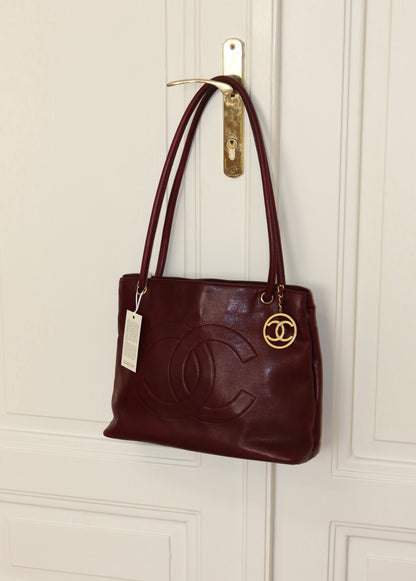 CHANEL BURGUNDY TOTE BAG