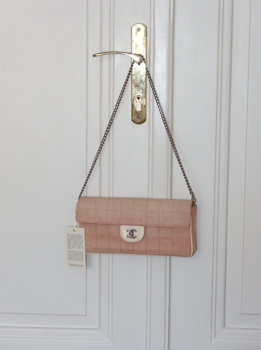 CHANEL EAST WEST CHOCOLATE BAR PINK DENIM