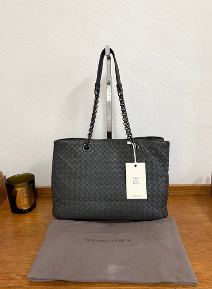 BOTTEGA VENETA INTRECCIATO SHOULDER BAG GREY