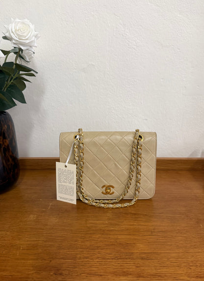 CHANEL FULL FLAP TWIST LOCK 24k GOLD BEIGE
