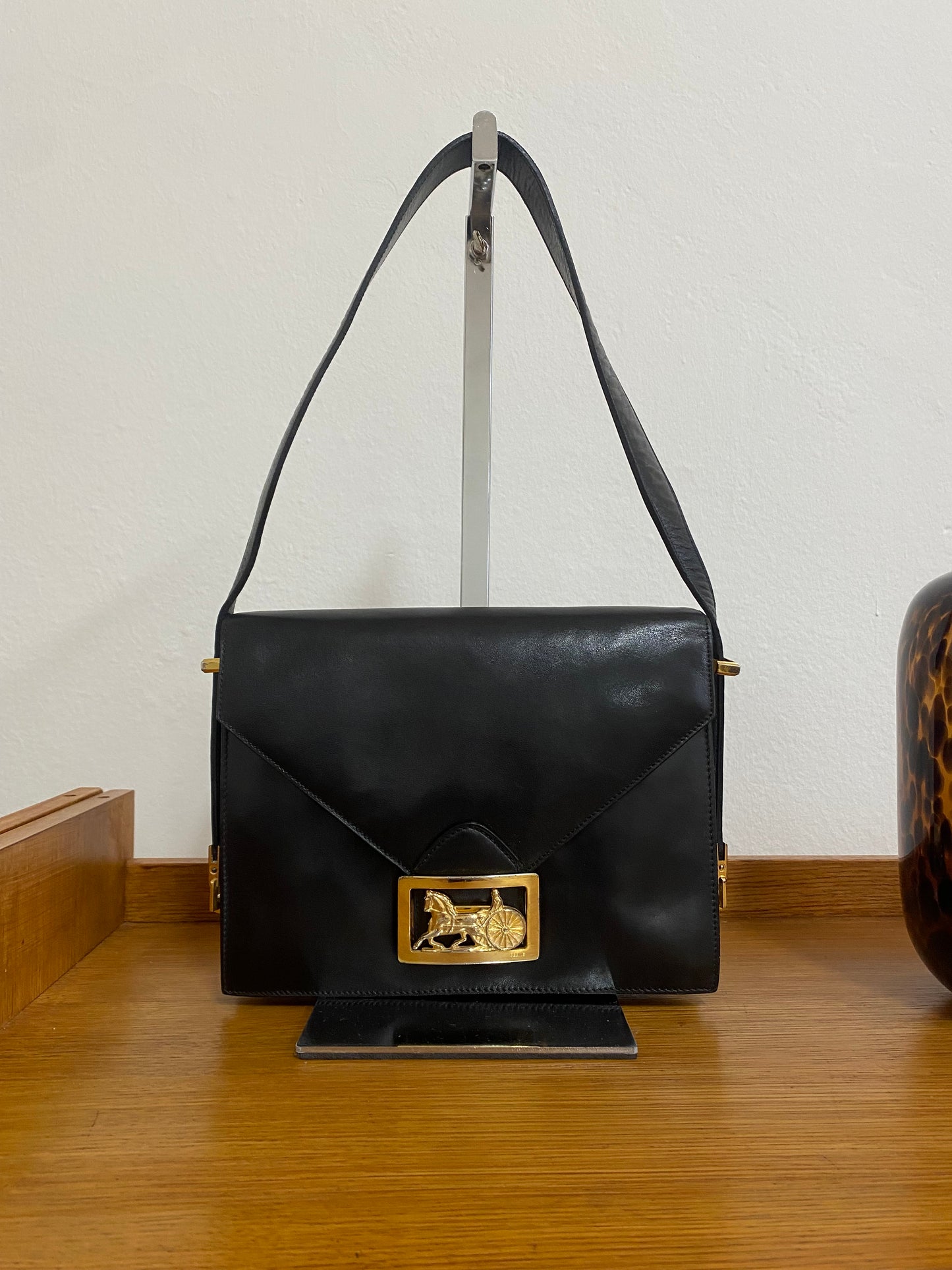 CELINE 70s HORSE CARRIAGE CALFSKIN SHOULDER BAG