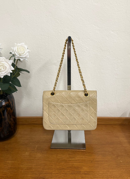 CHANEL FULL FLAP TWIST LOCK 24k GOLD BEIGE