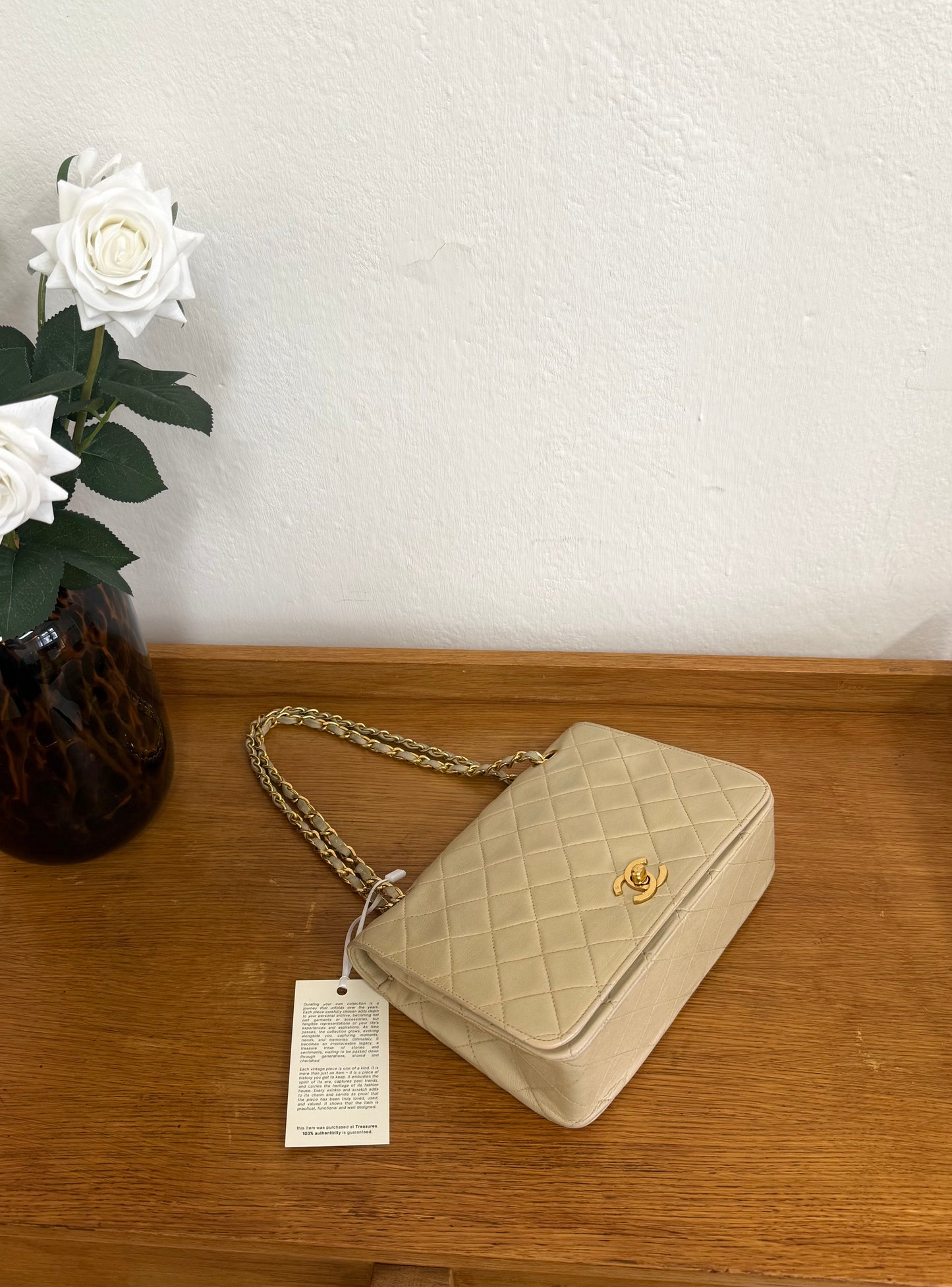 CHANEL FULL FLAP TWIST LOCK 24k GOLD BEIGE