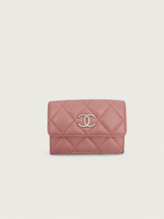 CHANEL 2019 CAVIAR PEARL PINK WALLET