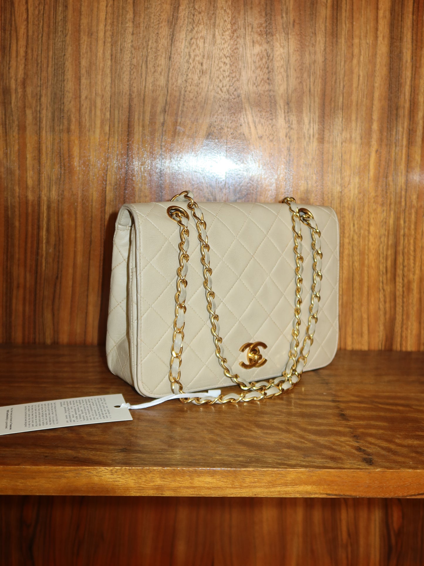 CHANEL FULL FLAP TWIST LOCK 24k GOLD BEIGE