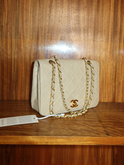 CHANEL FULL FLAP TWIST LOCK 24k GOLD BEIGE