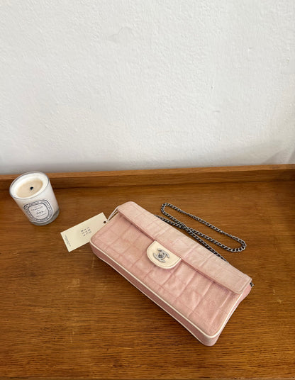 CHANEL EAST WEST CHOCOLATE BAR PINK DENIM