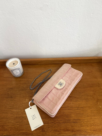 CHANEL EAST WEST CHOCOLATE BAR PINK DENIM