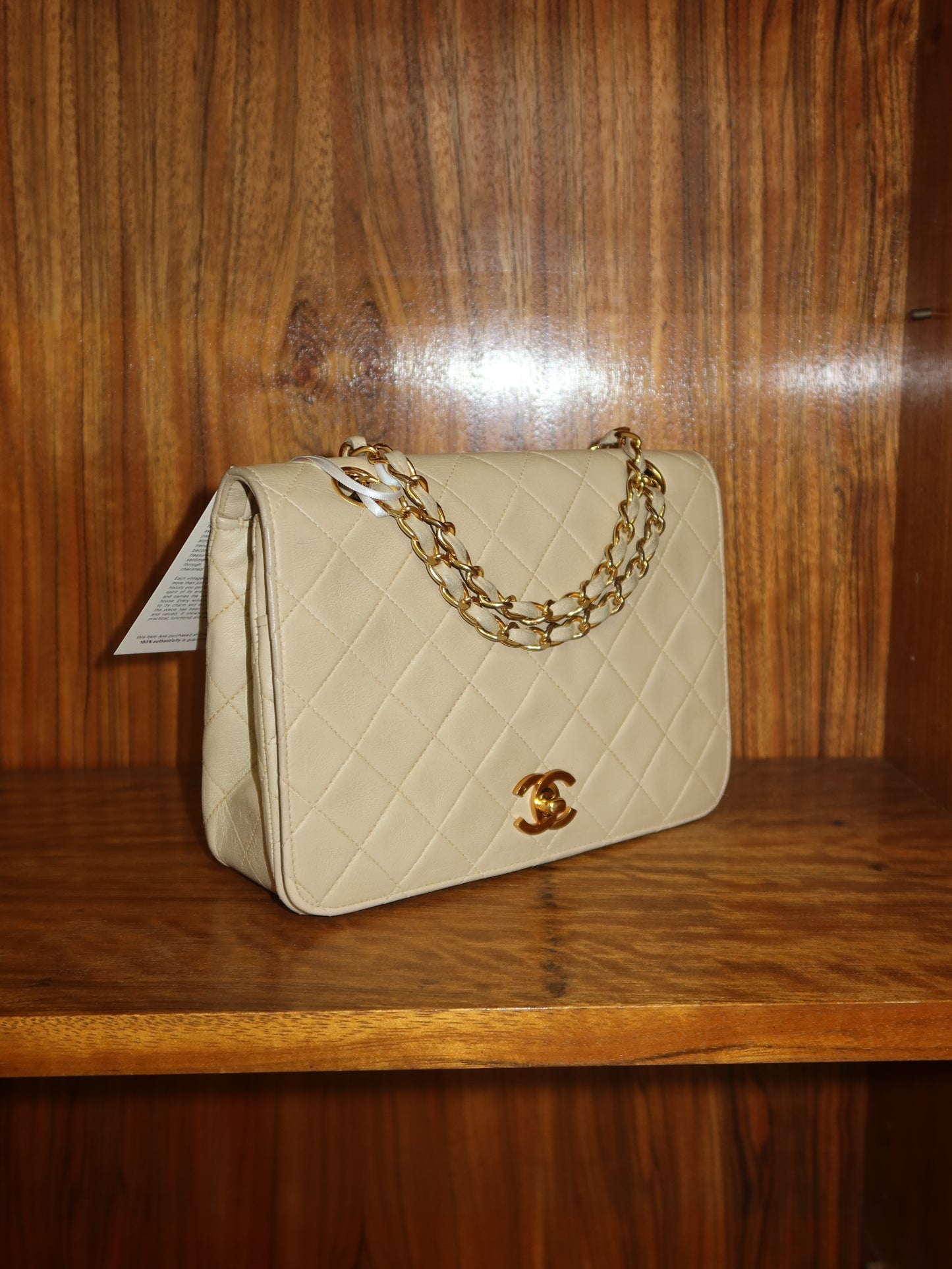 CHANEL FULL FLAP TWIST LOCK 24k GOLD BEIGE