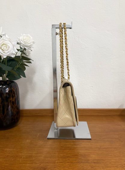 CHANEL FULL FLAP TWIST LOCK 24k GOLD BEIGE