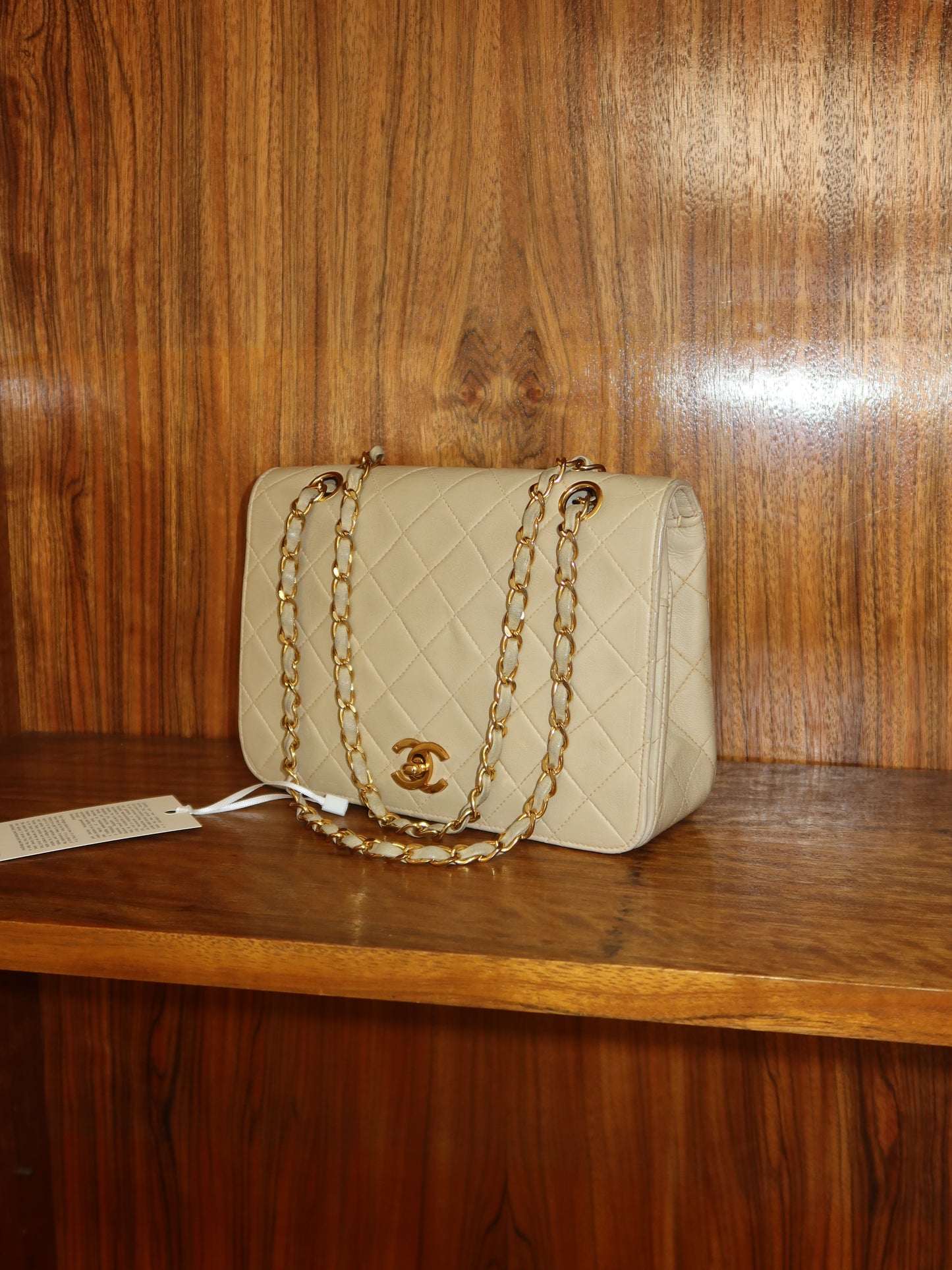 CHANEL FULL FLAP TWIST LOCK 24k GOLD BEIGE