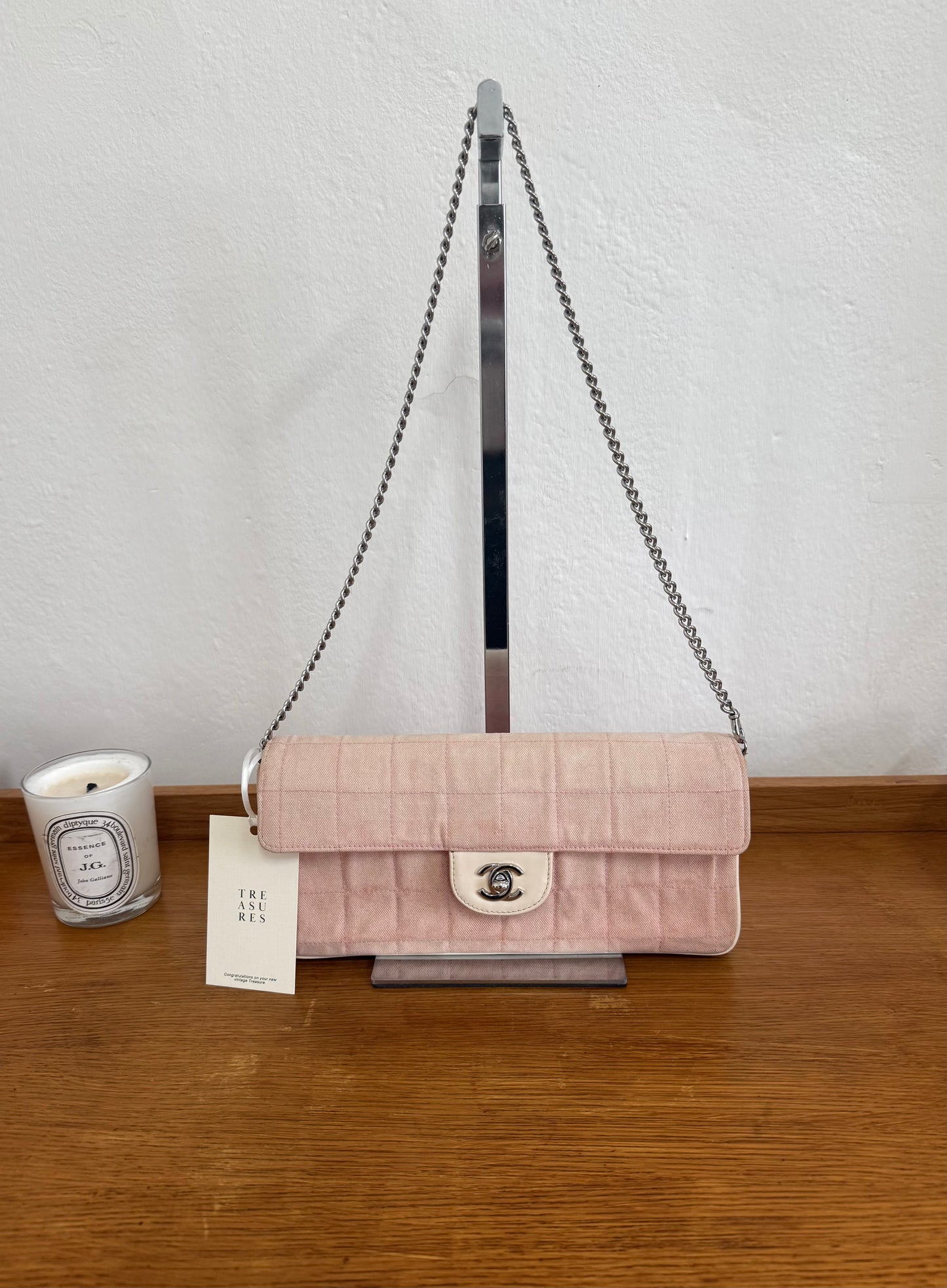 CHANEL EAST WEST CHOCOLATE BAR PINK DENIM