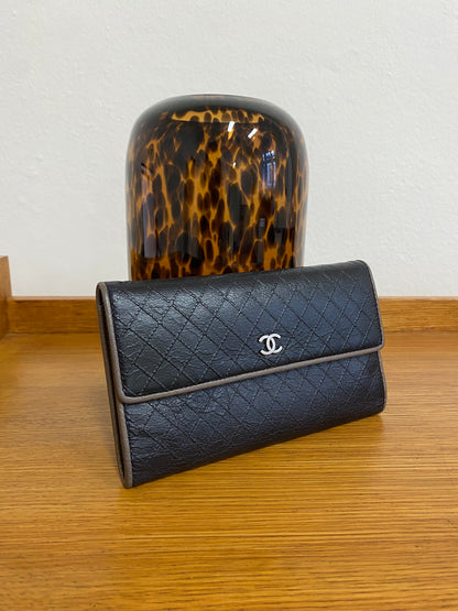 CHANEL QUILTED WALLET BLACK/MOCHA SERIES 12