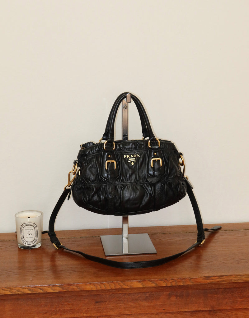 PRADA PROMENADE LEATHER HANDBAG