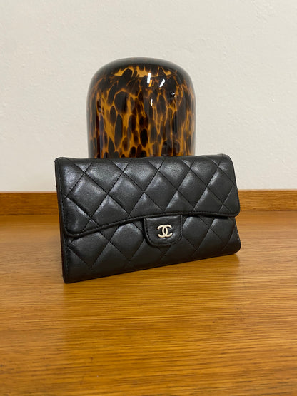 CHANEL CLASSIC WALLET BLACK LAMBSKIN SERIES 14