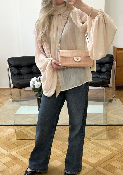 CHANEL EAST WEST CHOCOLATE BAR PINK DENIM