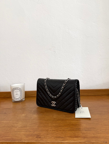 CHANEL WOC BLACK LAMBSKIN SILVER HW