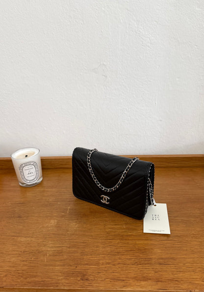 CHANEL WOC BLACK LAMBSKIN SILVER HW