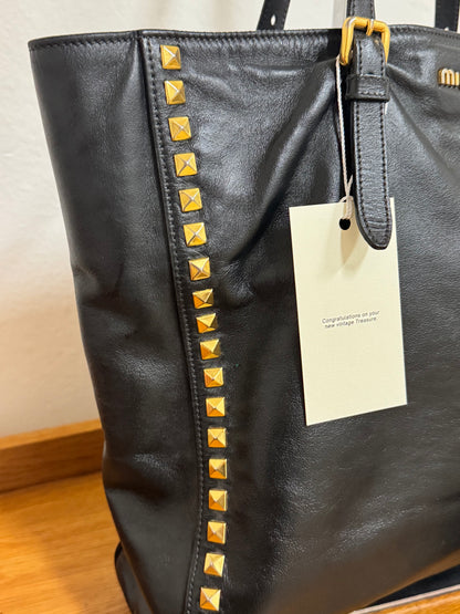MIU MIU TOTE BAG GOLD HW STUDS