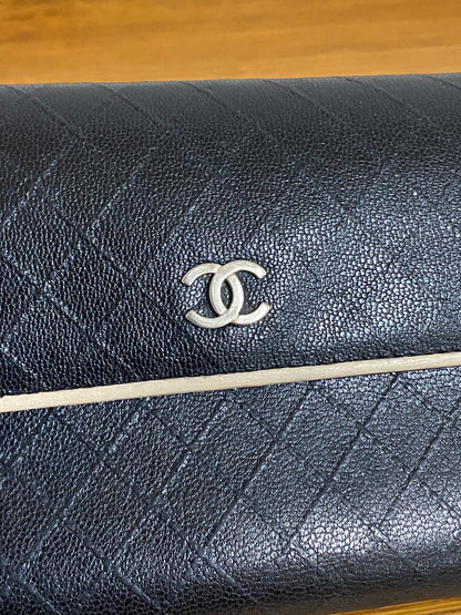 CHANEL QUILTED WALLET BLACK/BEIGE SERIES 11