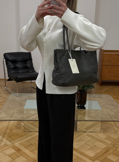 BOTTEGA VENETA INTRECCIATO SHOULDER BAG GREY