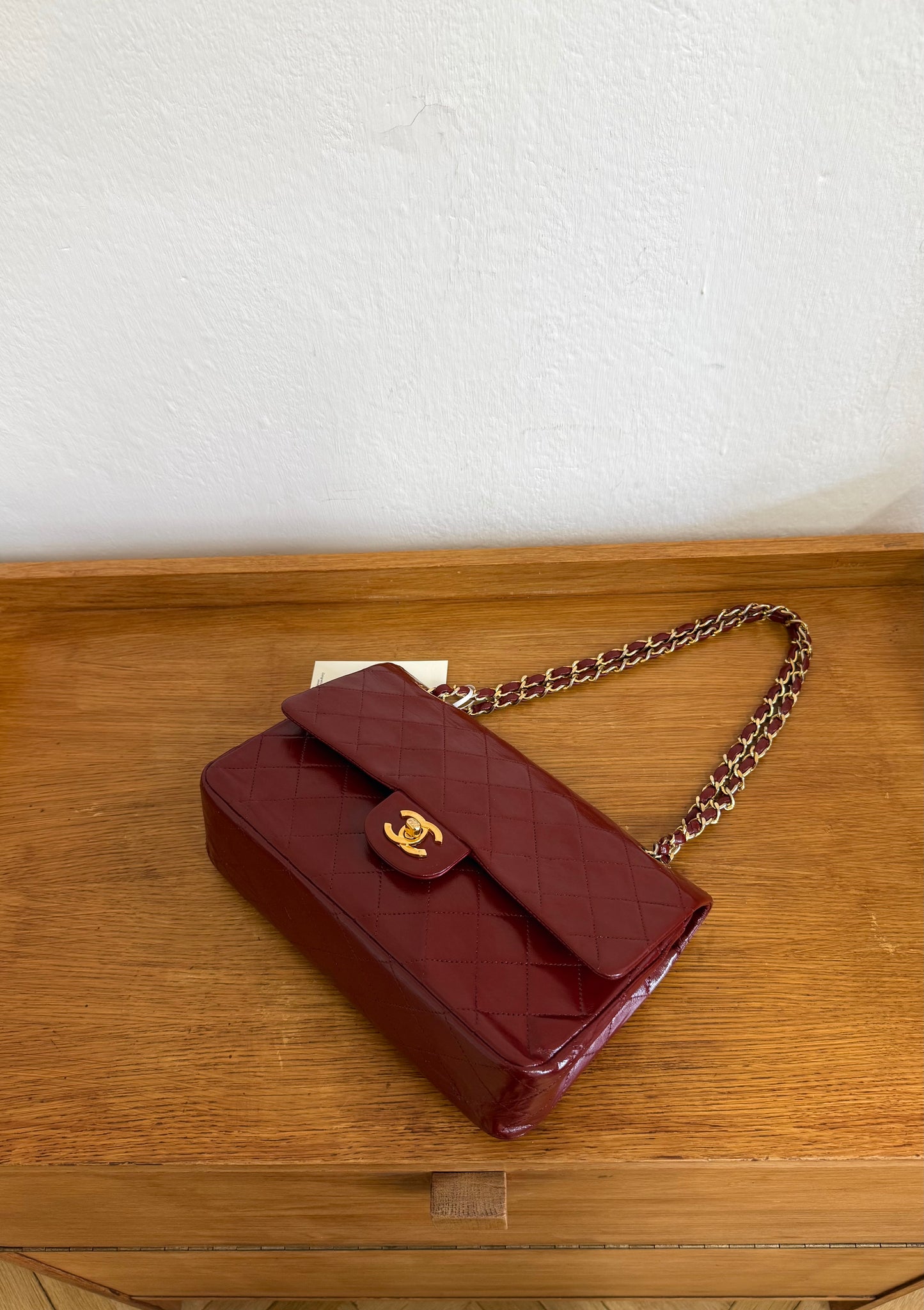 CHANEL CLASSIC DOUBLE FLAP BAG MEDIUM 24K GOLD BORDO RED
