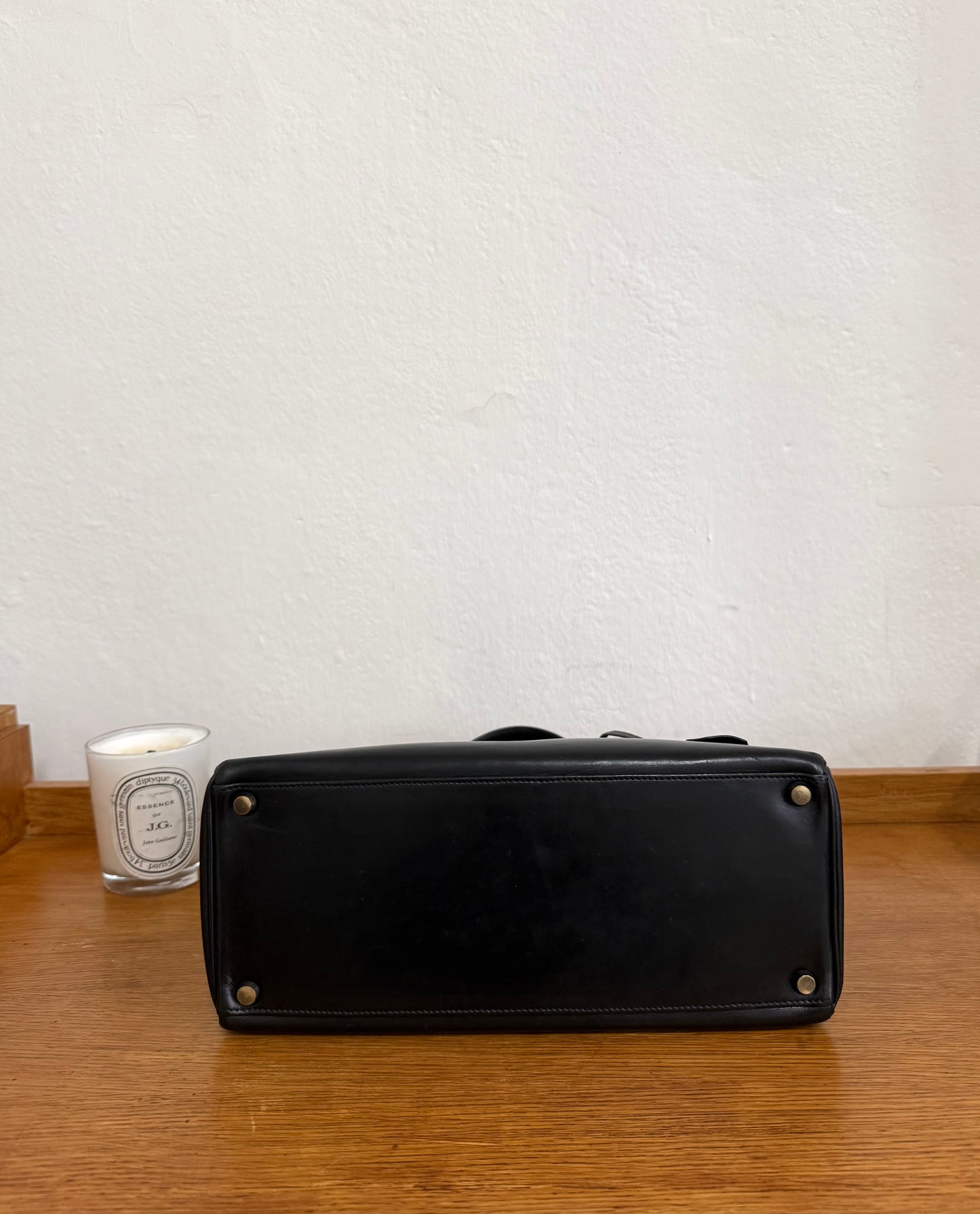 HERMES KELLY 28 BOX CALF BLACK 1959 O stamp