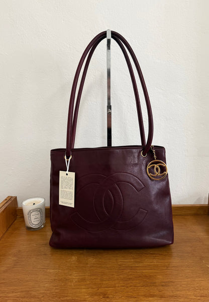 CHANEL BURGUNDY TOTE BAG