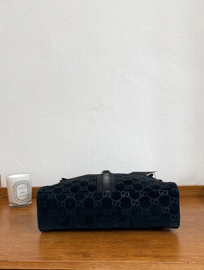 GUCCI JACKIE GG MONOGRAM SUEDE SHOULDER BAG BLACK TOM FORD