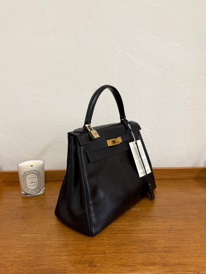 HERMES KELLY 28 BOX CALF BLACK 1959 O stamp