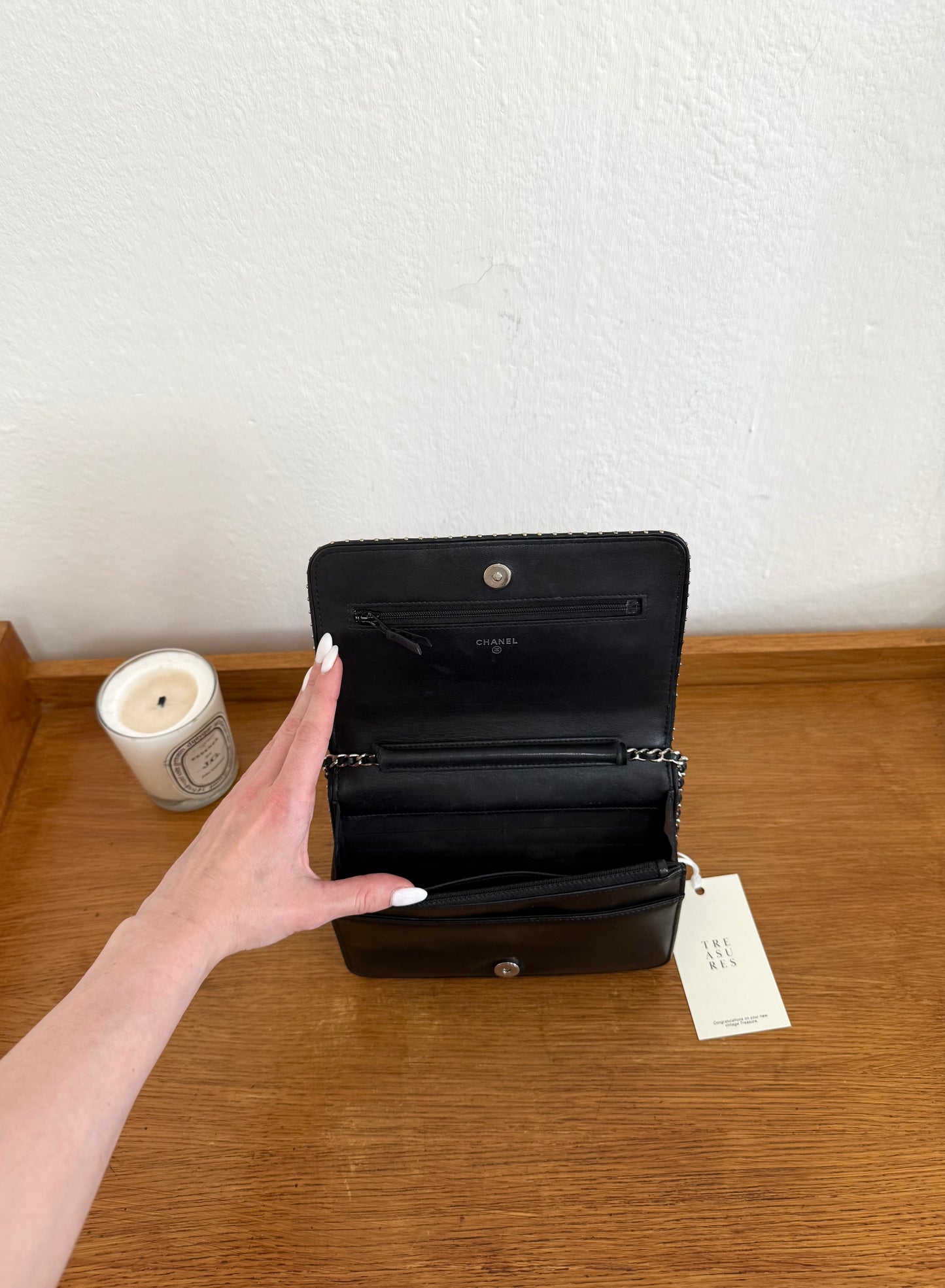 CHANEL WOC BLACK LAMBSKIN SILVER HW