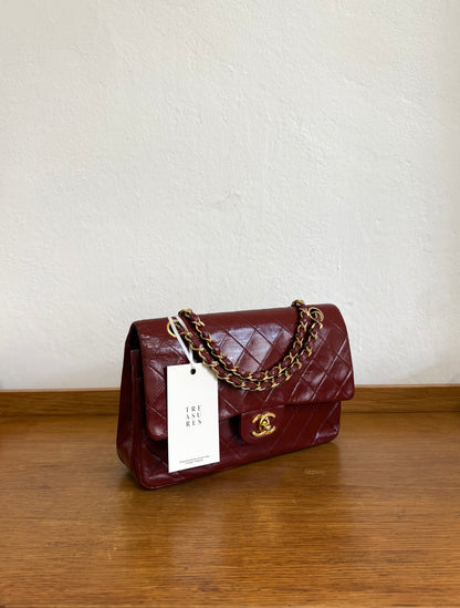 CHANEL CLASSIC DOUBLE FLAP BAG MEDIUM 24K GOLD BORDO RED
