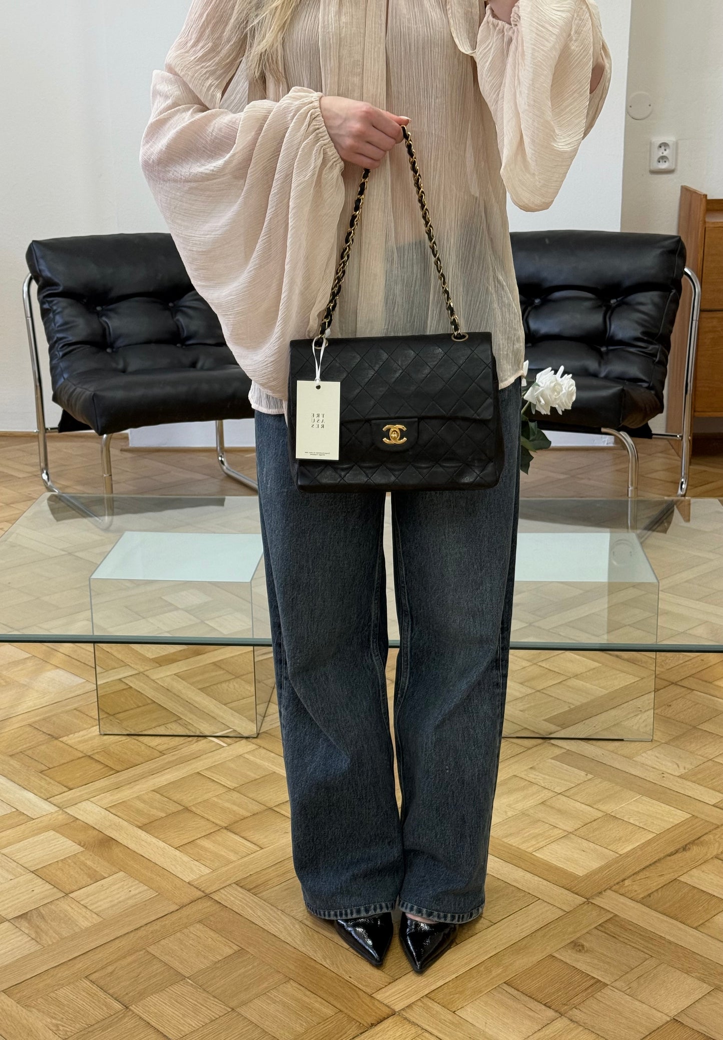 CHANEL DOUBLE FLAP BAG MEDIUM TALL 24K GOLD