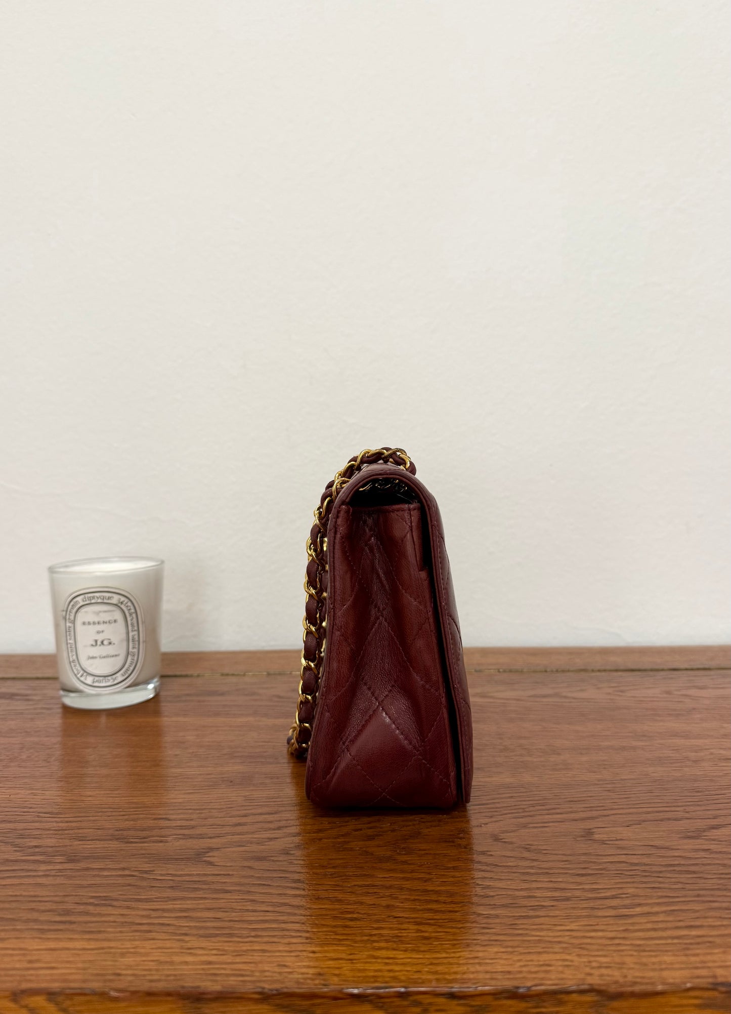 CHANEL FULL FLAP TWIST LOCK 24k GOLD BURGUNDY