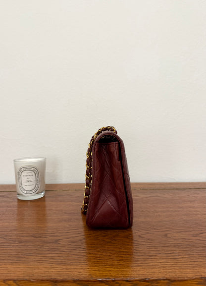 CHANEL FULL FLAP TWIST LOCK 24k GOLD BURGUNDY