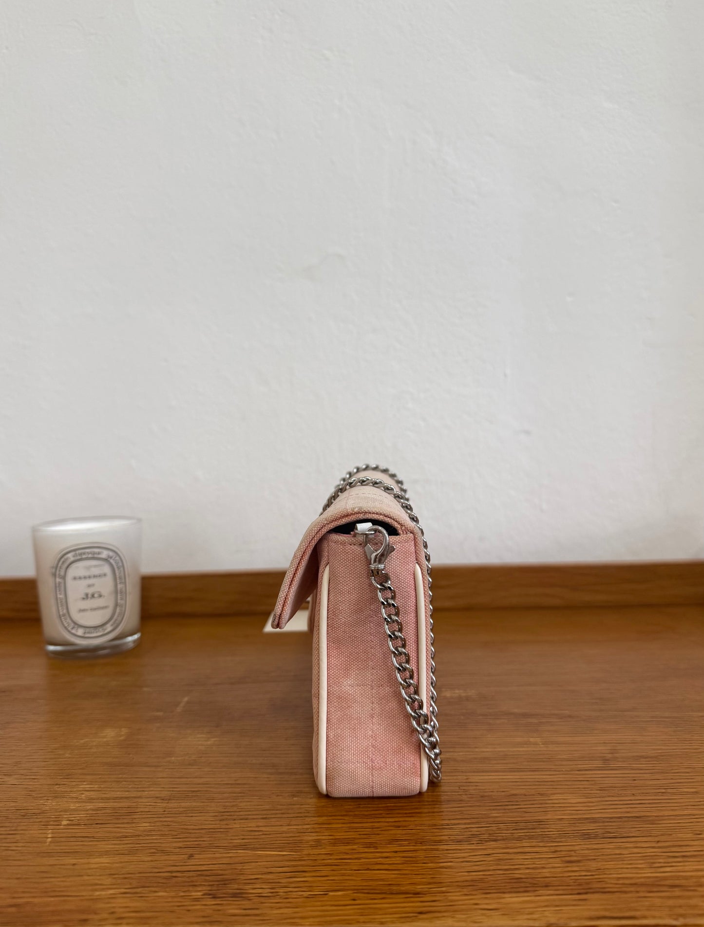CHANEL EAST WEST CHOCOLATE BAR PINK DENIM