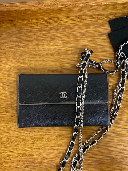 CHANEL QUILTED WALLET BLACK/MOCHA SERIES 12