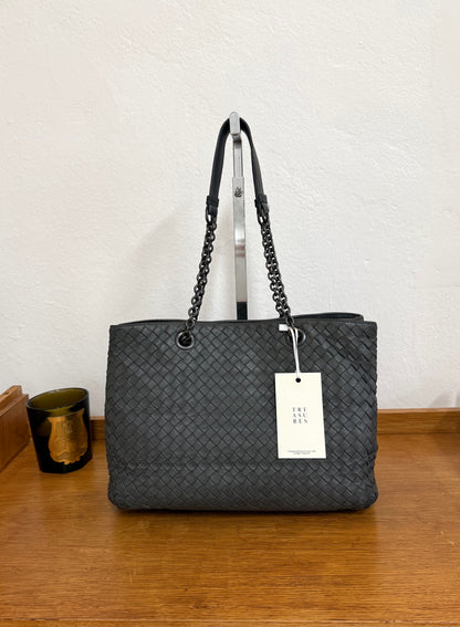 BOTTEGA VENETA INTRECCIATO SHOULDER BAG GREY