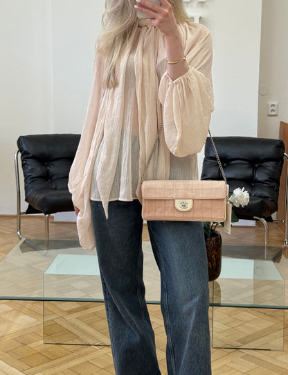 CHANEL EAST WEST CHOCOLATE BAR PINK DENIM