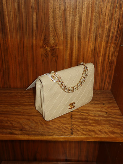 CHANEL FULL FLAP TWIST LOCK 24k GOLD BEIGE