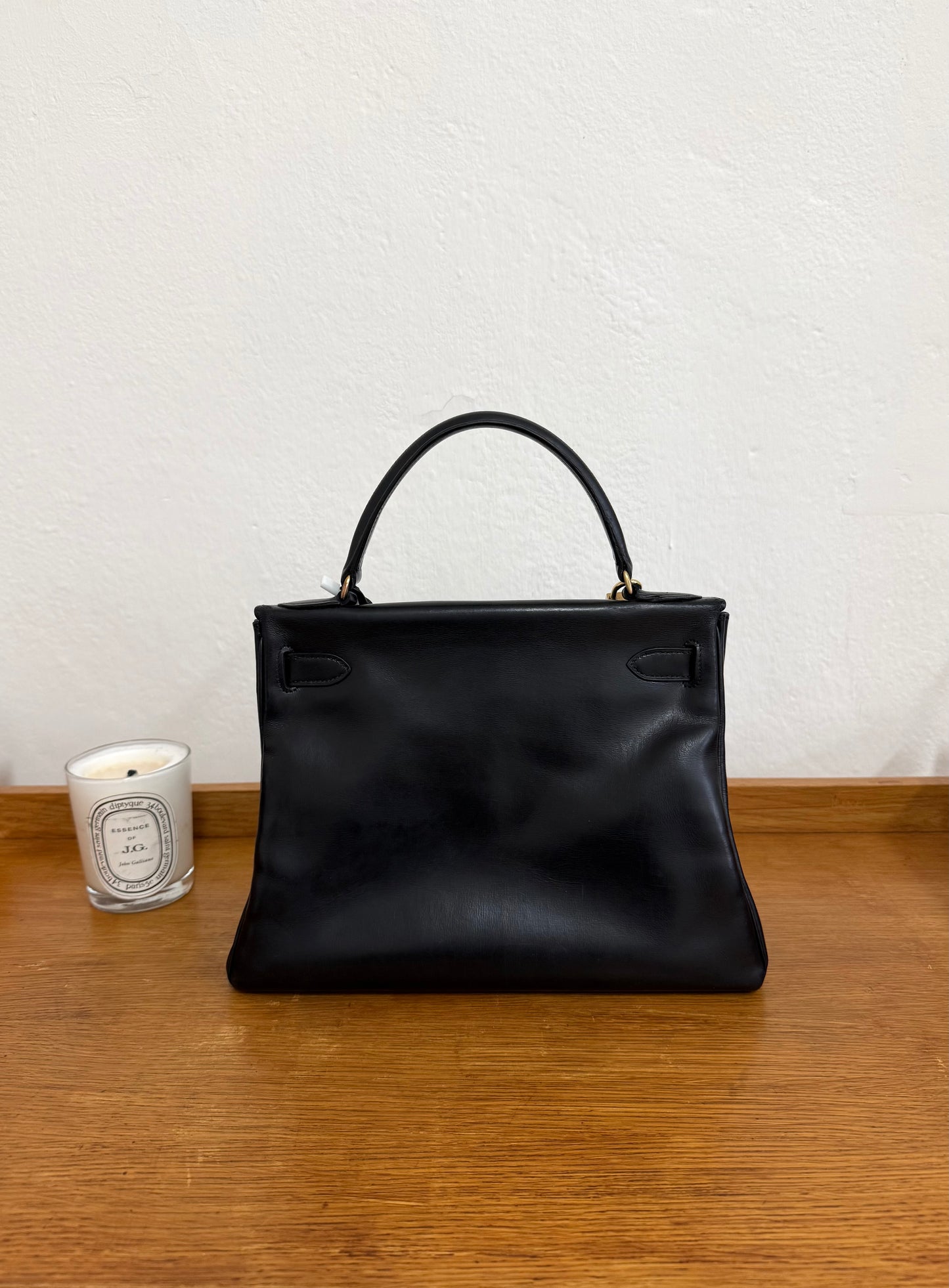HERMES KELLY 28 BOX CALF BLACK 1959 O stamp