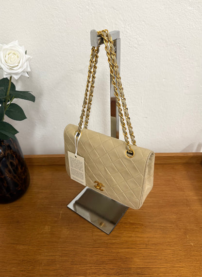 CHANEL FULL FLAP TWIST LOCK 24k GOLD BEIGE