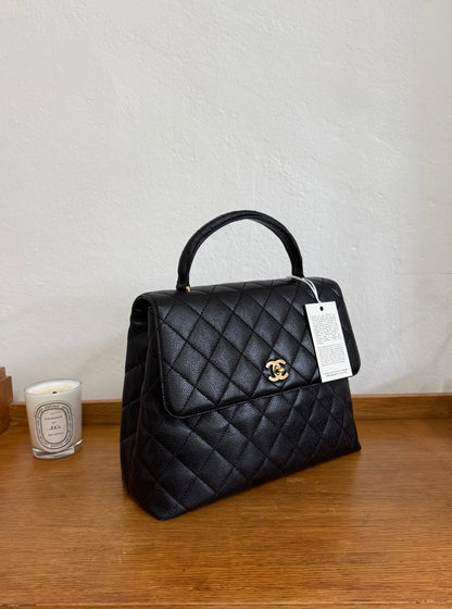 CHANEL MATELASSE CAVIAR KELLY BLACK 24K GOLD HW