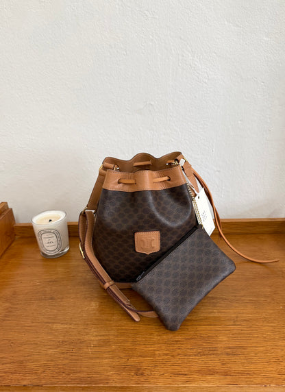 CELINE MACADAM BUCKET BAG & POUCH
