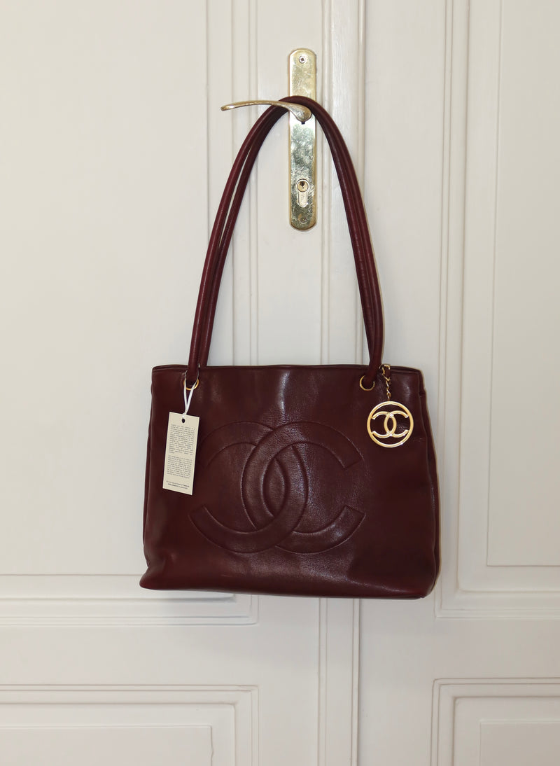 CHANEL BURGUNDY TOTE BAG
