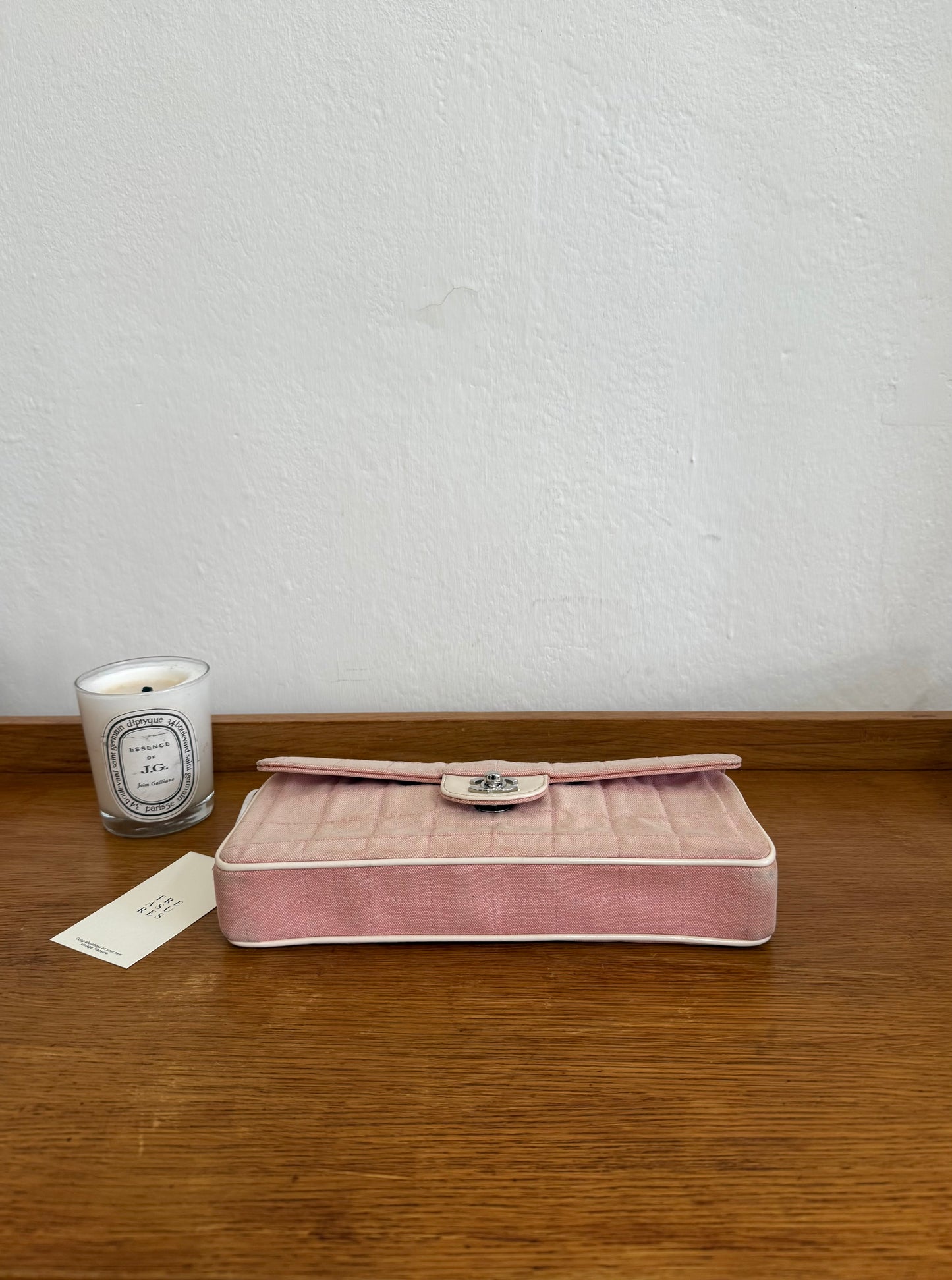 CHANEL EAST WEST CHOCOLATE BAR PINK DENIM